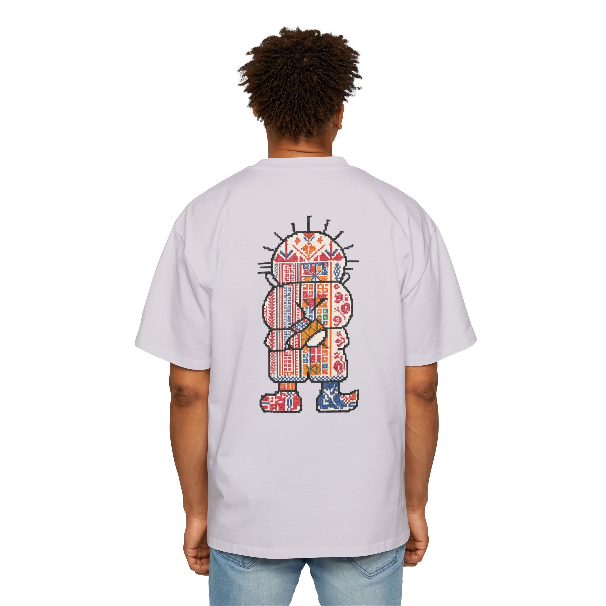 Oversized Tee — Colorful Folk Art Character Print