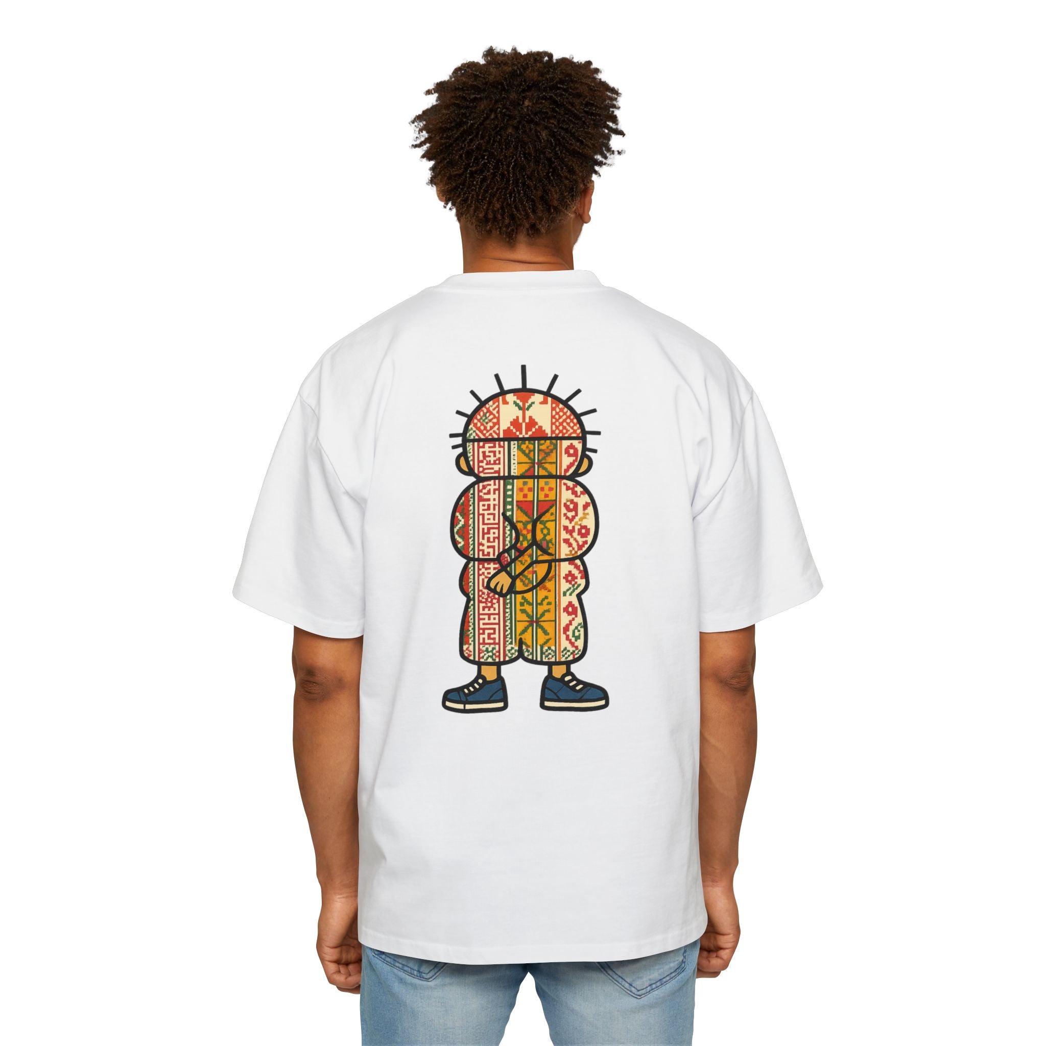 Tiki Totem Graphic Tee — Vintage Patterned Cartoon Back Print