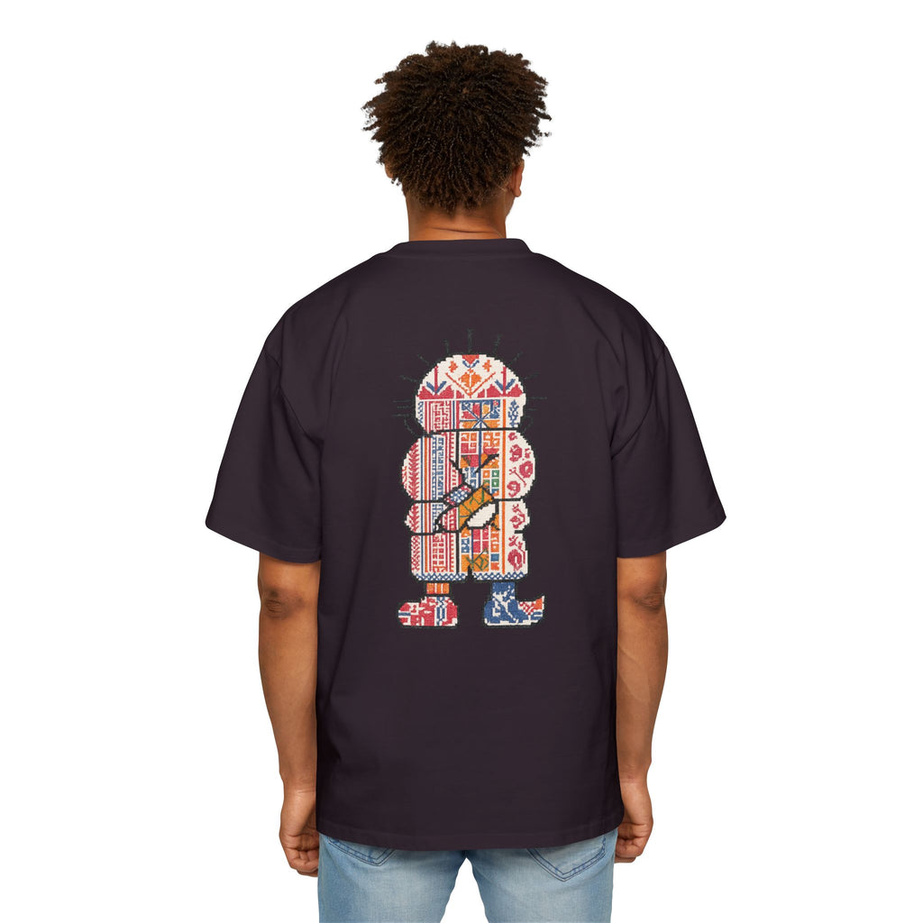 Oversized Tee — Colorful Folk Art Character Print