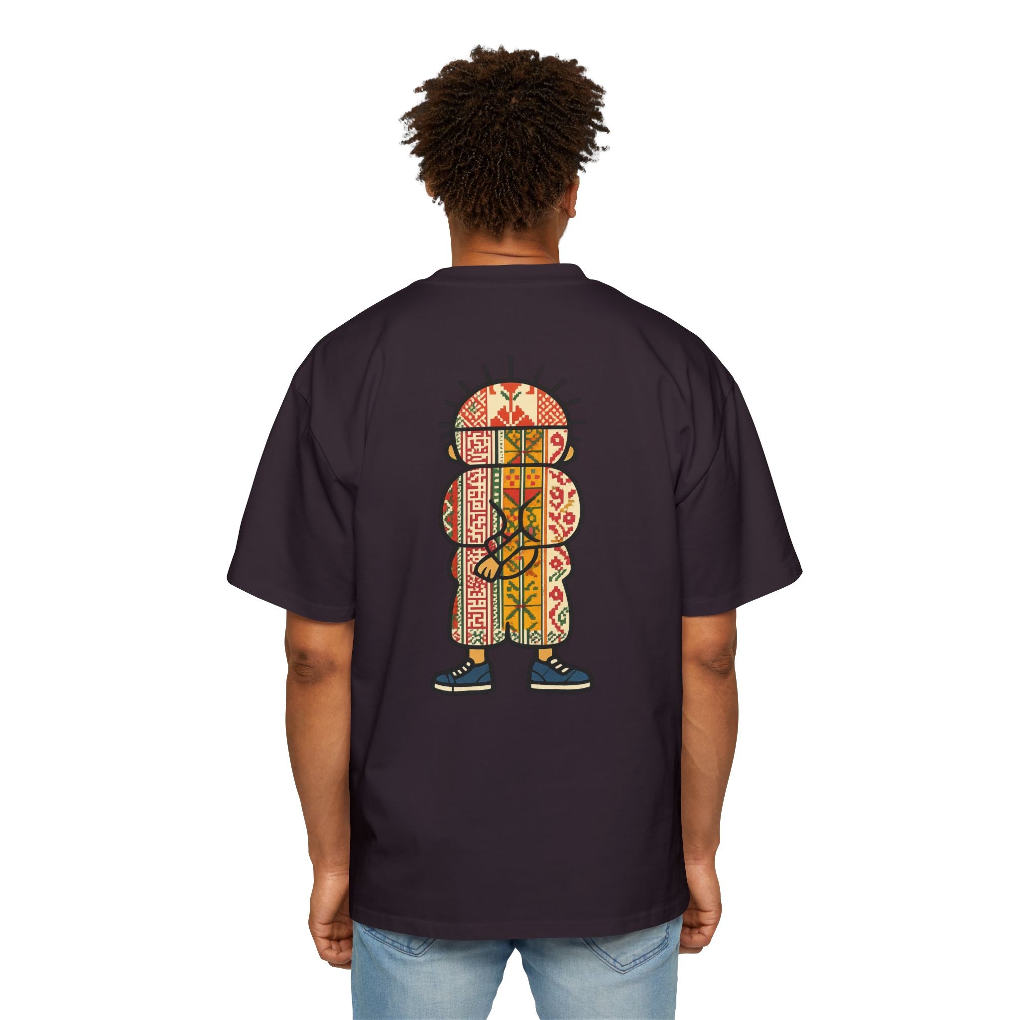 Tiki Totem Graphic Tee — Vintage Patterned Cartoon Back Print