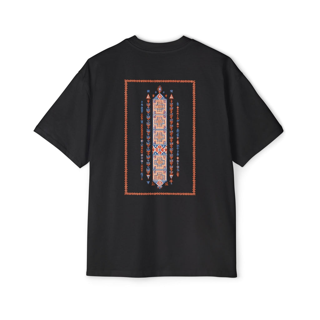 Oversized Tee — Geometric Tribal Print Chest & Back Design