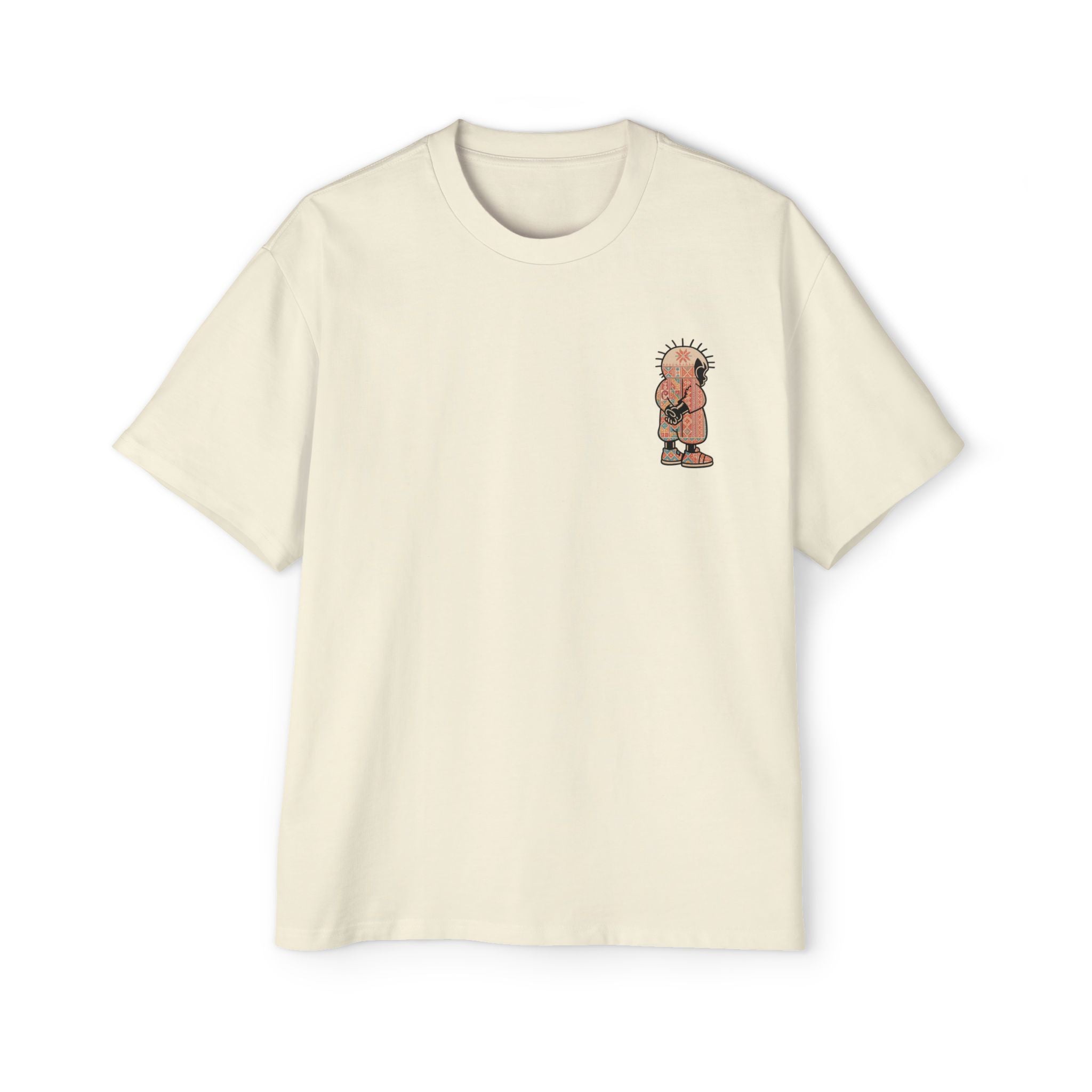 Graphic Tee — Patterned Skate Character Red Oversized T‑Shirt