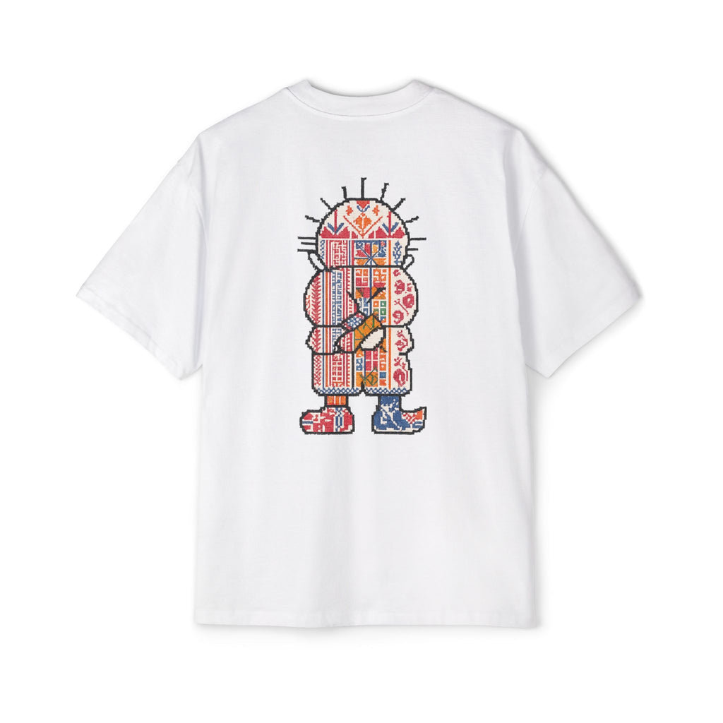 Oversized Tee — Colorful Folk Art Character Print
