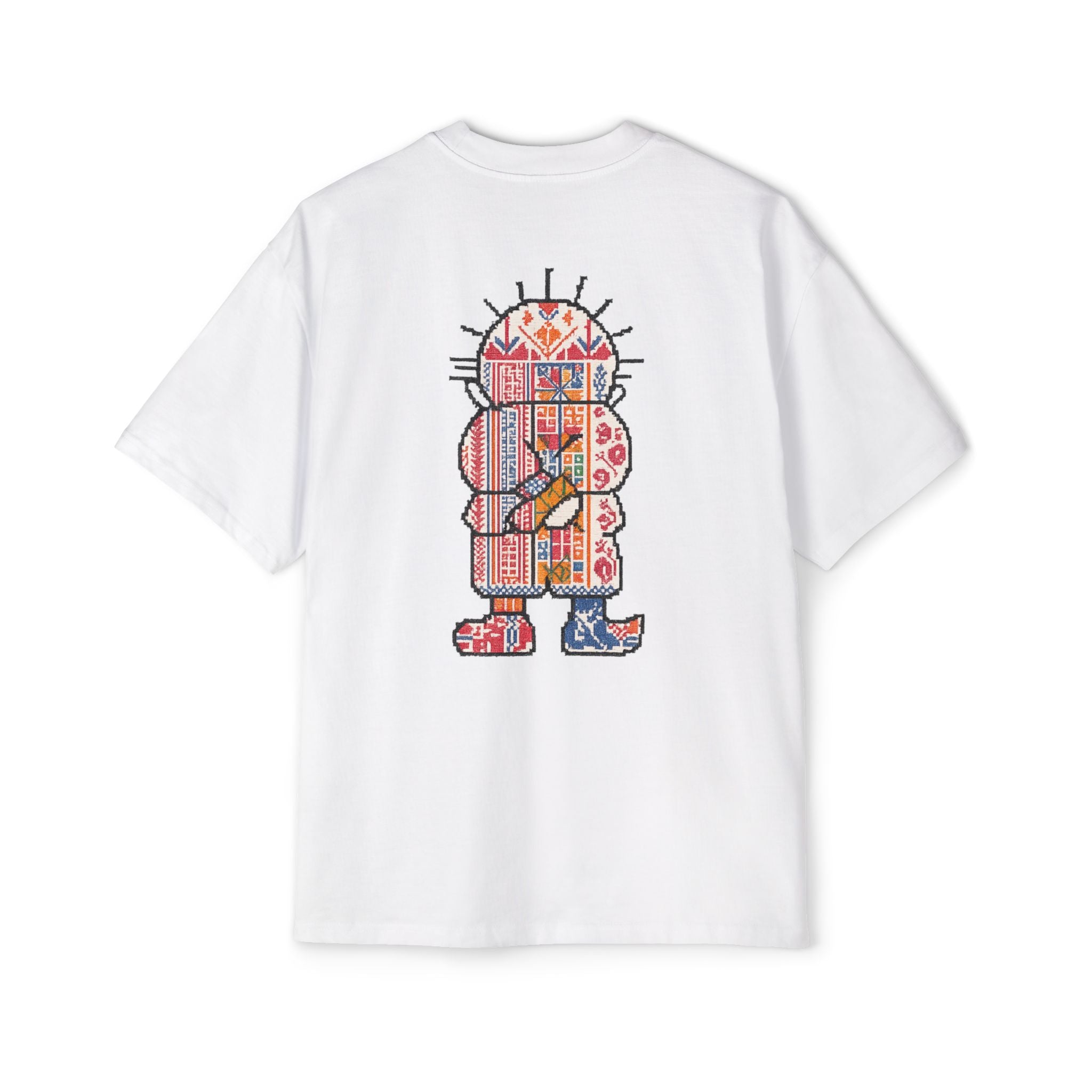 Oversized Tee — Colorful Folk Art Character Print