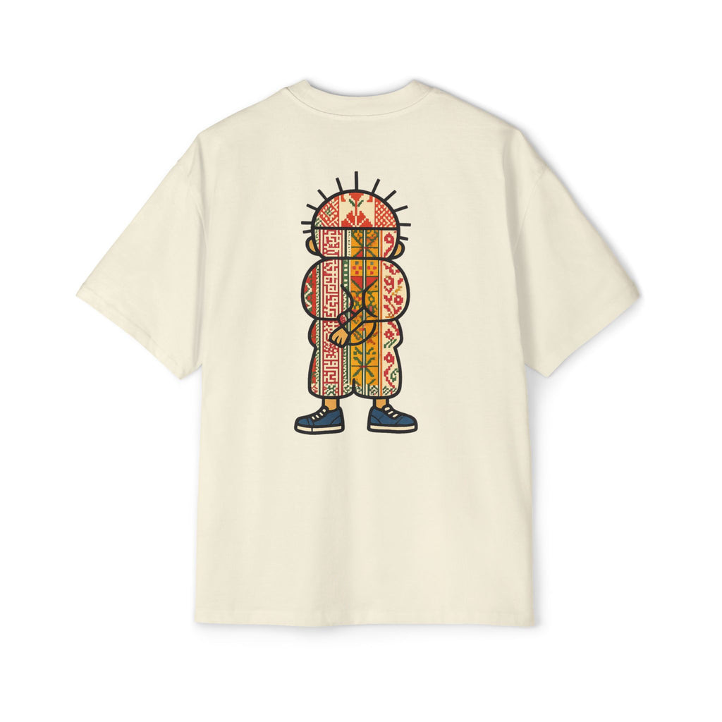 Tiki Totem Graphic Tee — Vintage Patterned Cartoon Back Print