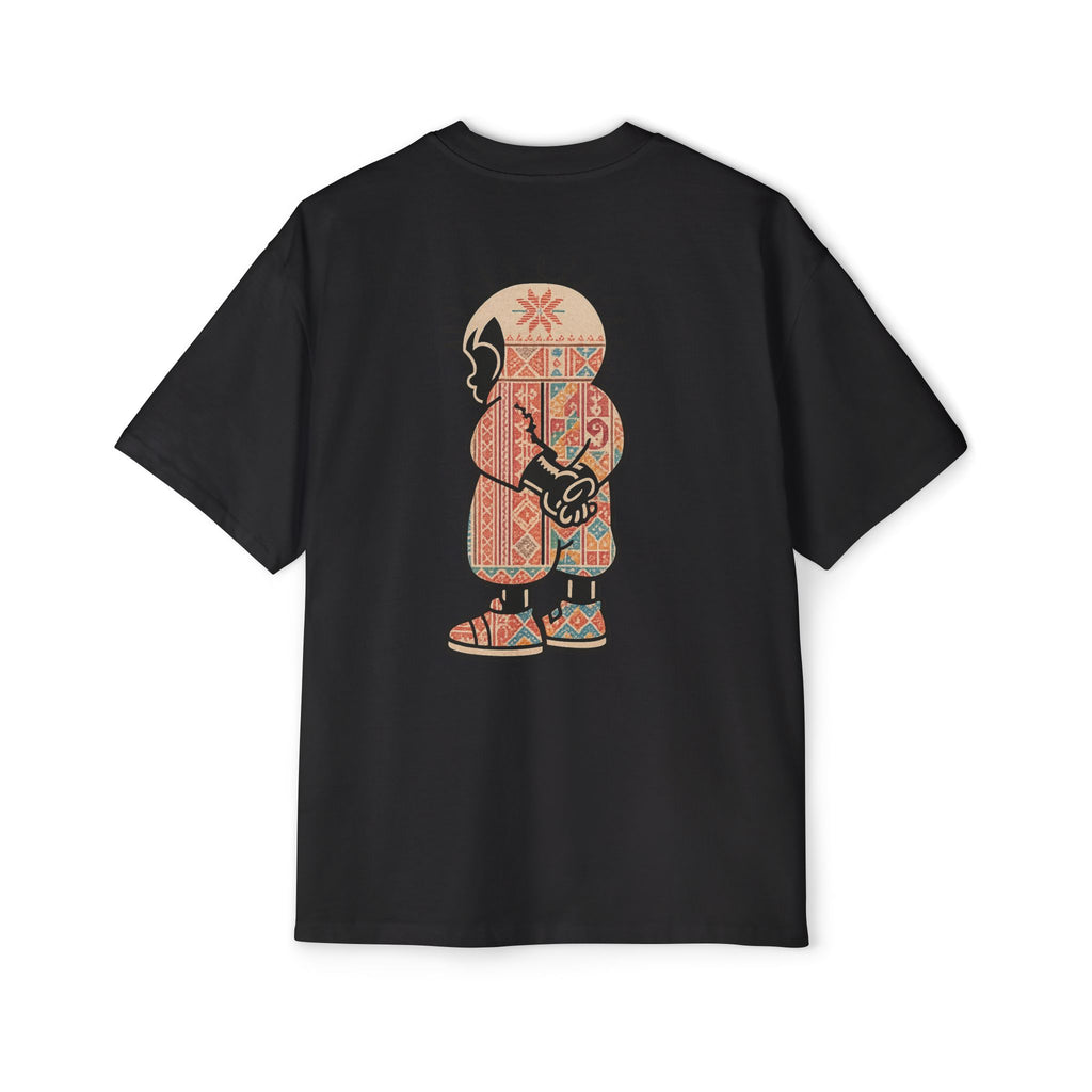 Graphic Tee — Patterned Skate Character Red Oversized T‑Shirt