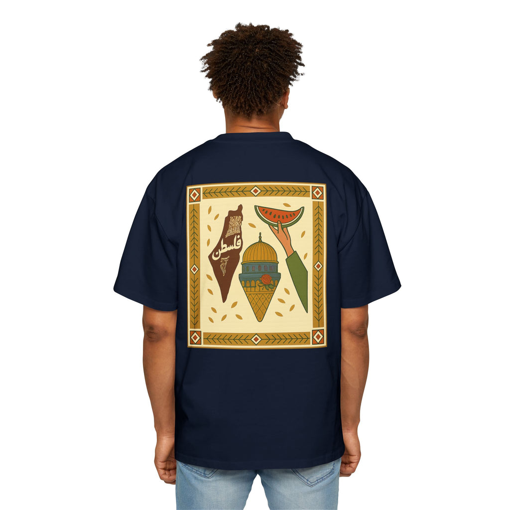 Palestine Heritage Tee — Dome of the Rock & Watermelon Retro Graphic Tee