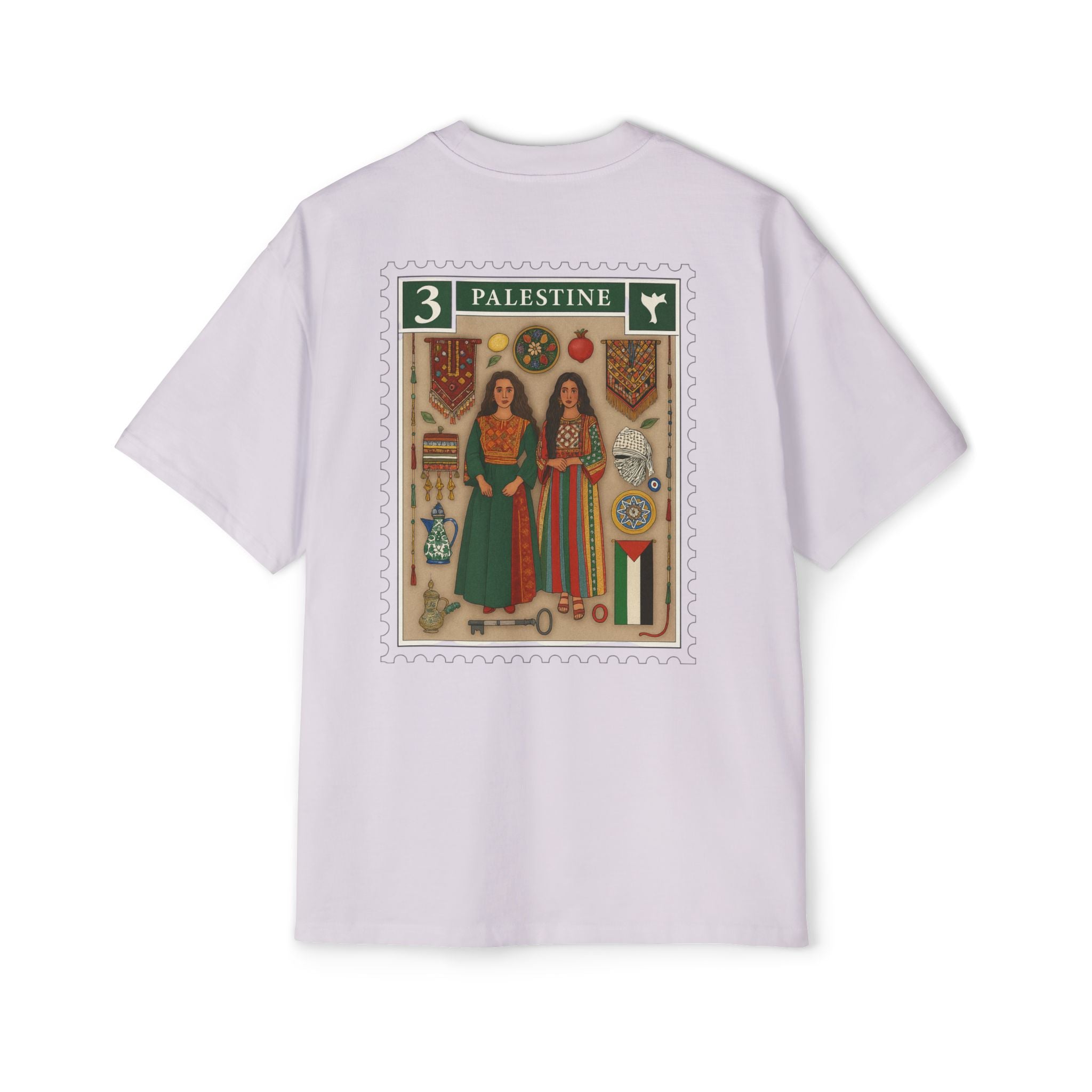 Palestine Stamp Graphic Tee — Vintage Postage Back Print