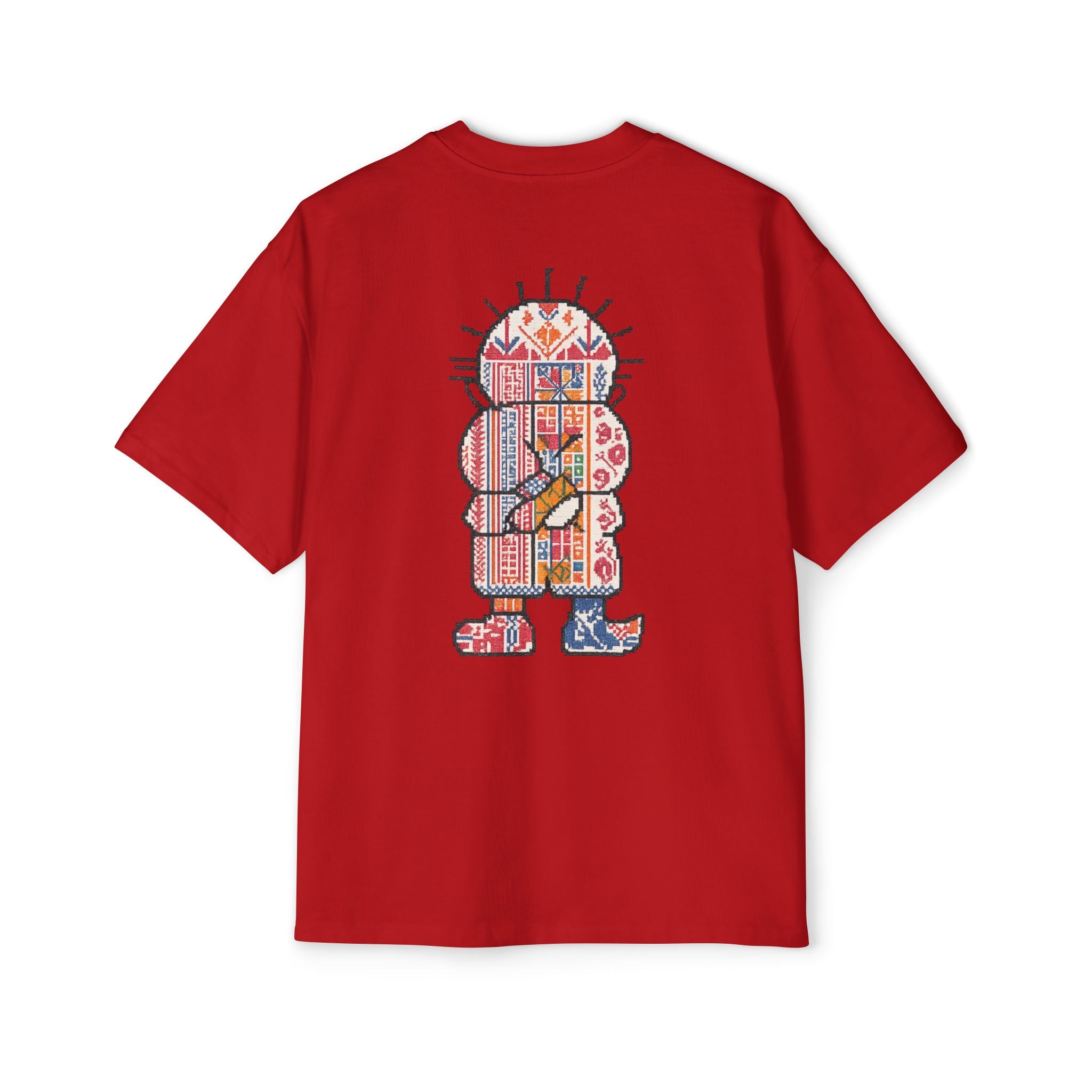 Oversized Tee — Colorful Folk Art Character Print