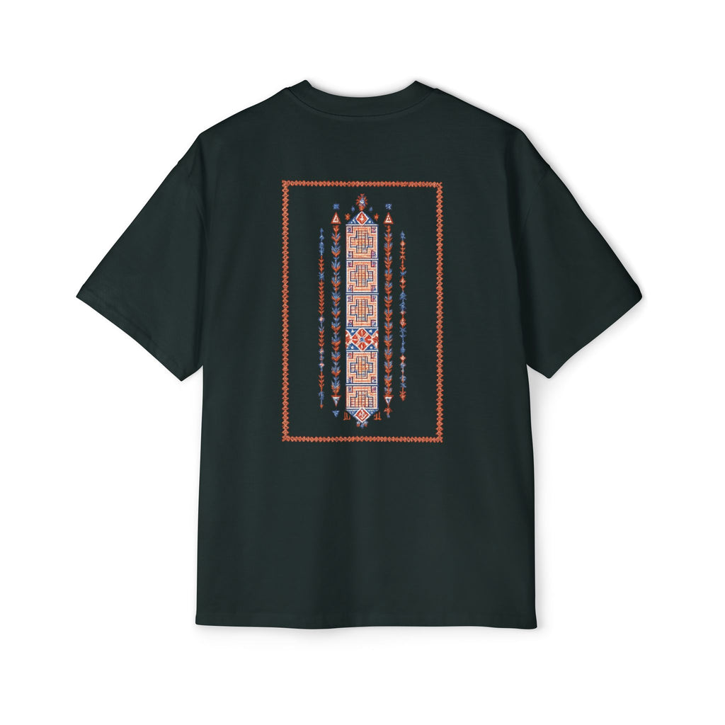 Oversized Tee — Geometric Tribal Print Chest & Back Design