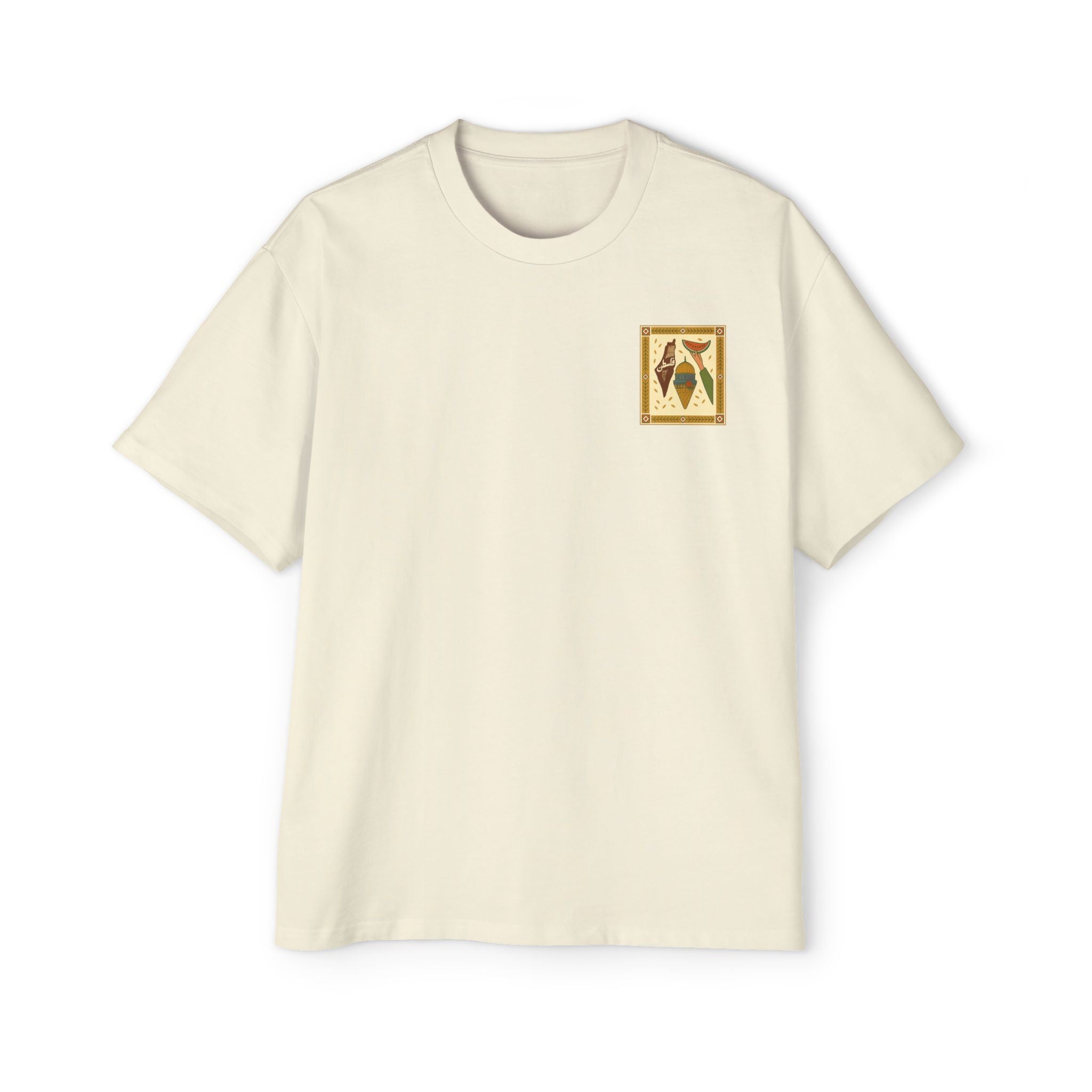 Palestine Heritage Tee — Dome of the Rock & Watermelon Retro Graphic Tee