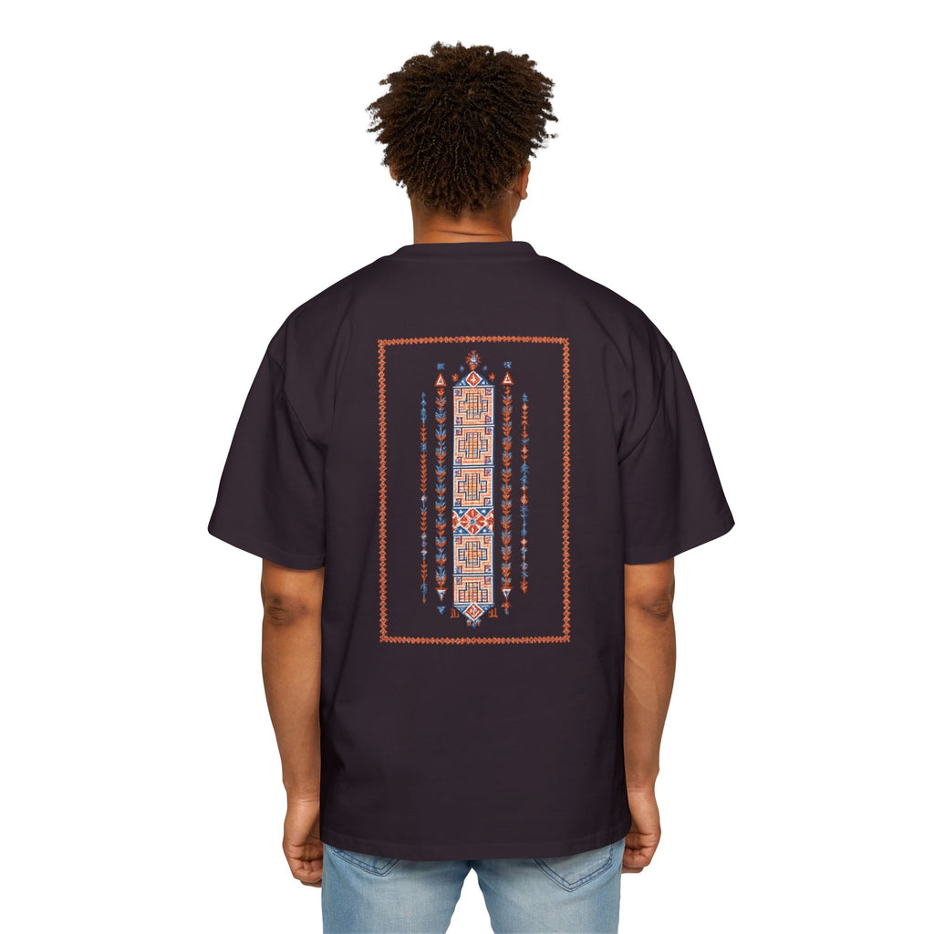 Oversized Tee — Geometric Tribal Print Chest & Back Design