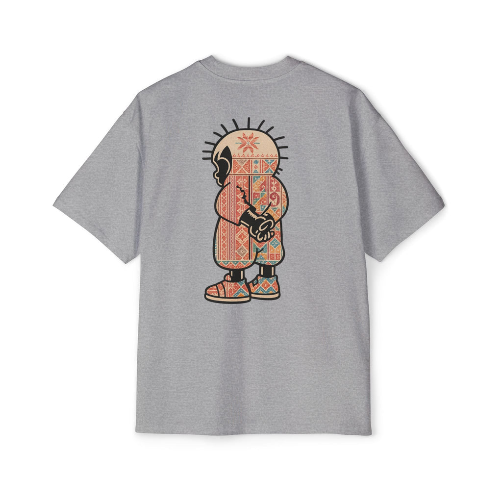 Graphic Tee — Patterned Skate Character Red Oversized T‑Shirt