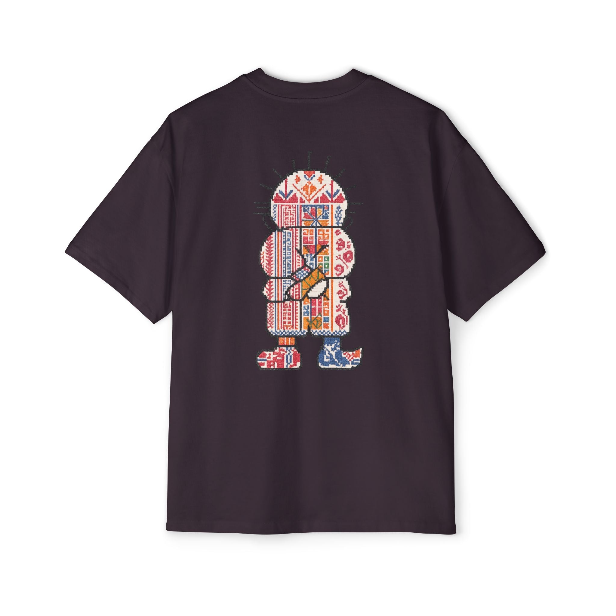 Oversized Tee — Colorful Folk Art Character Print