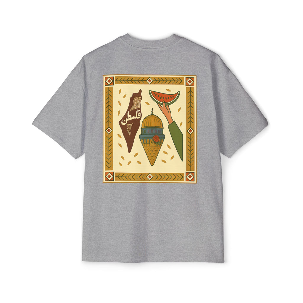 Palestine Heritage Tee — Dome of the Rock & Watermelon Retro Graphic Tee