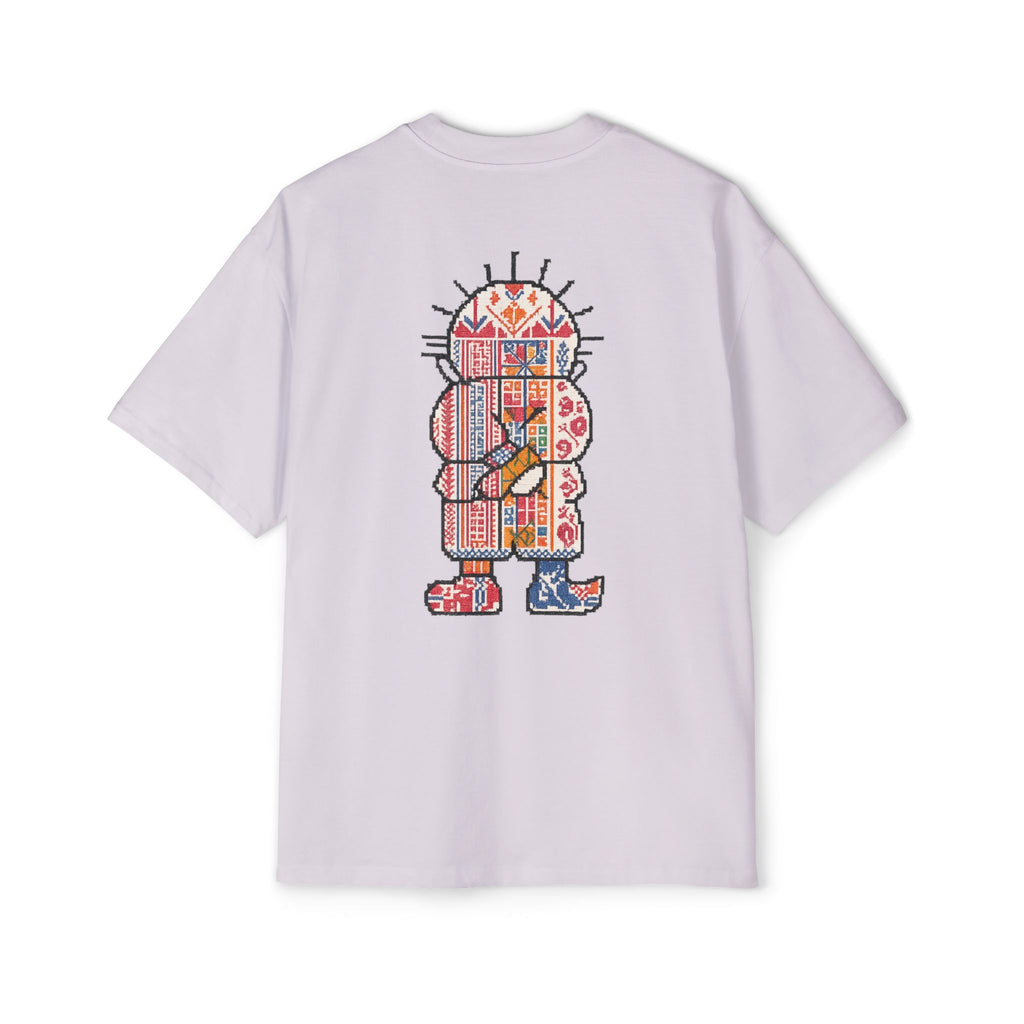Oversized Tee — Colorful Folk Art Character Print