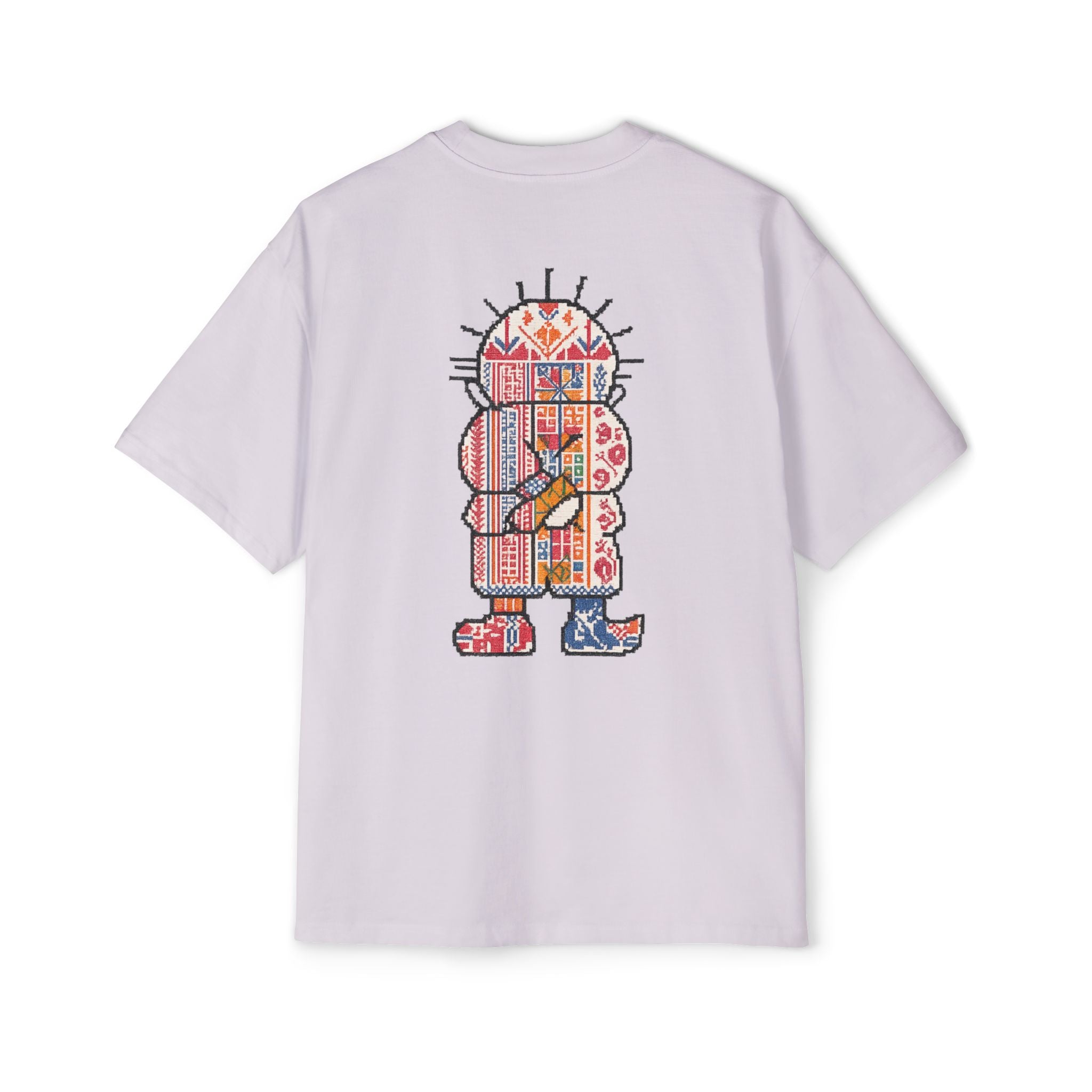 Oversized Tee — Colorful Folk Art Character Print