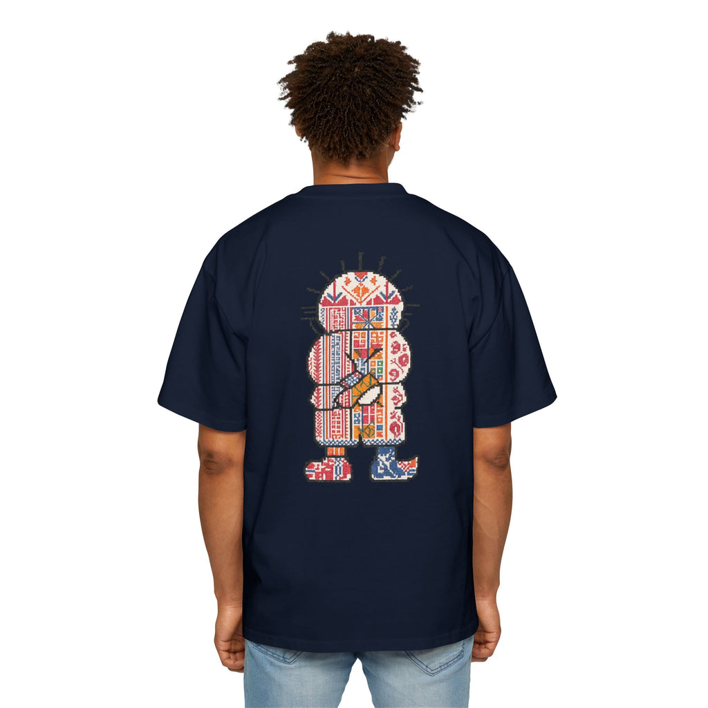 Oversized Tee — Colorful Folk Art Character Print