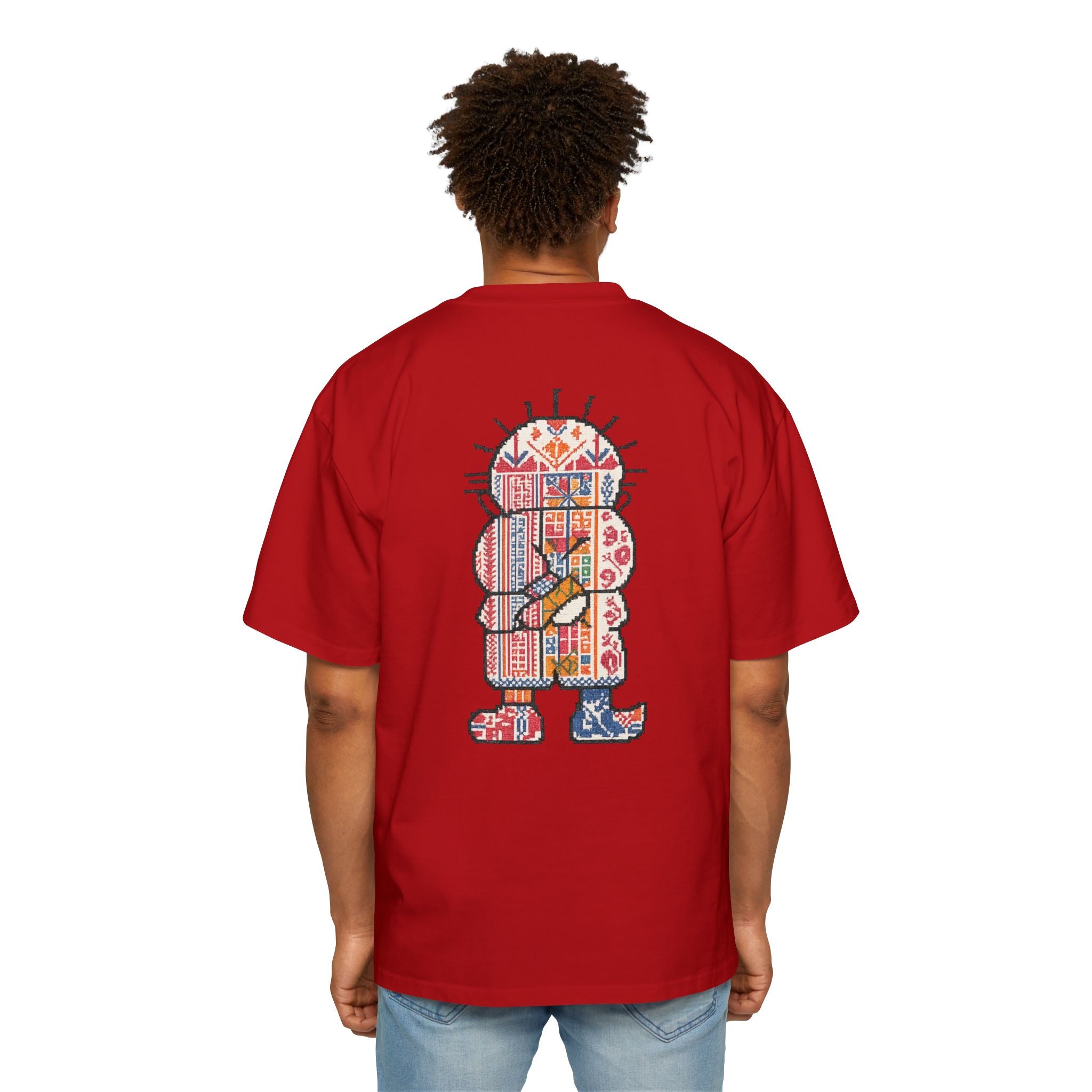 Oversized Tee — Colorful Folk Art Character Print
