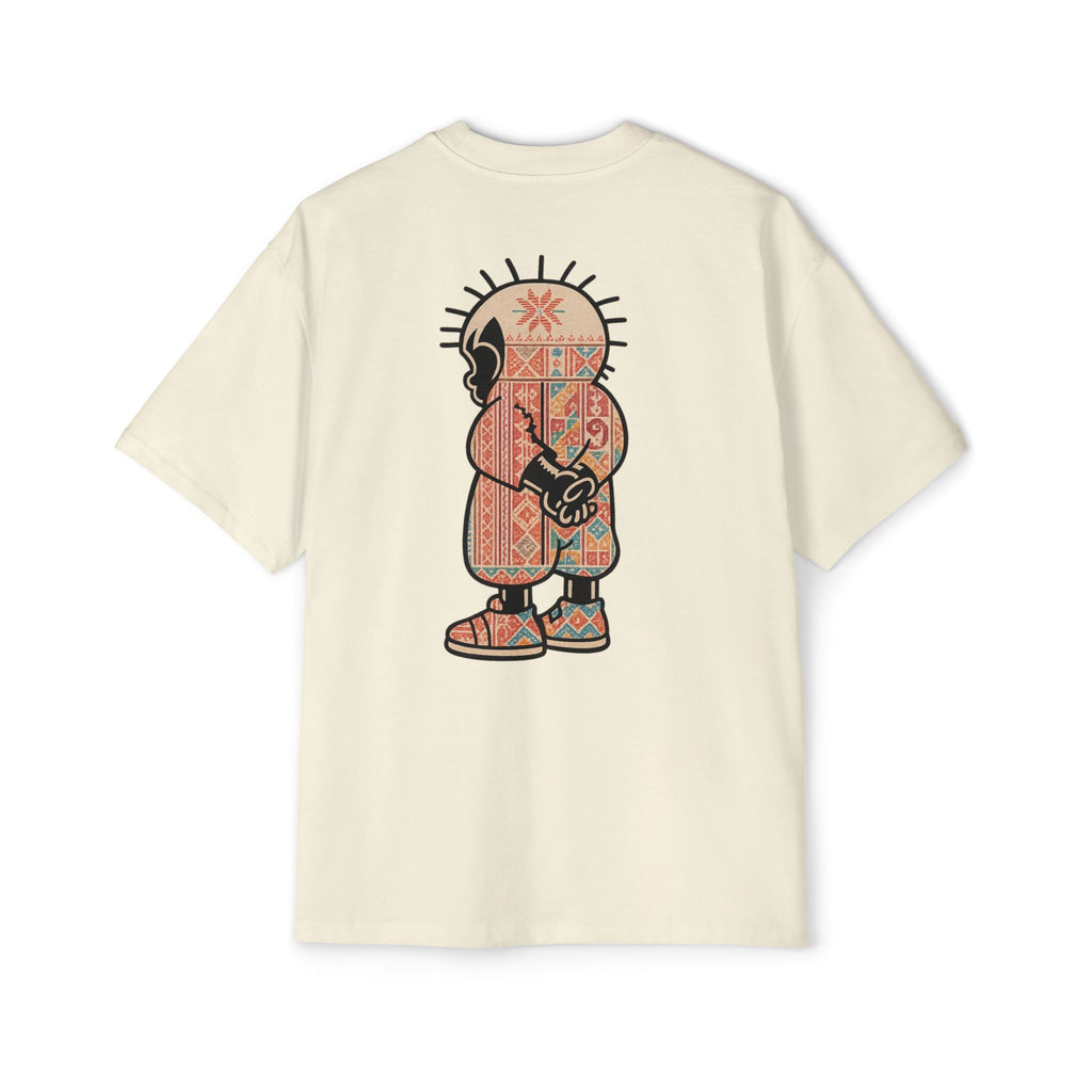 Graphic Tee — Patterned Skate Character Red Oversized T‑Shirt