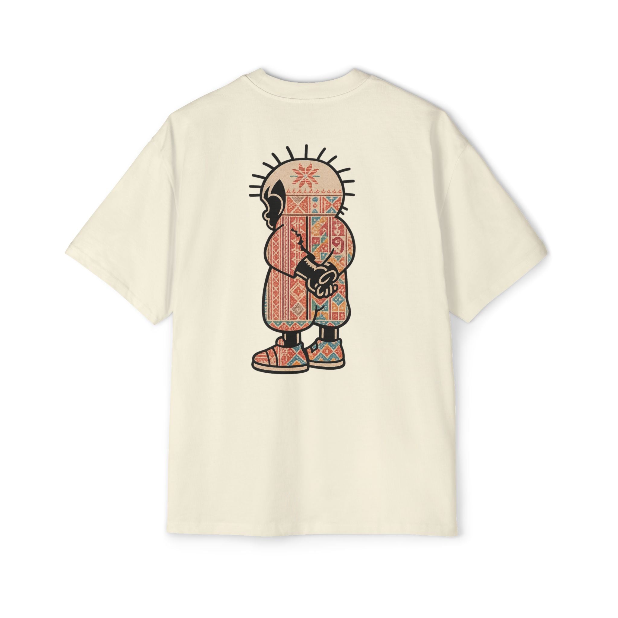 Graphic Tee — Patterned Skate Character Red Oversized T‑Shirt