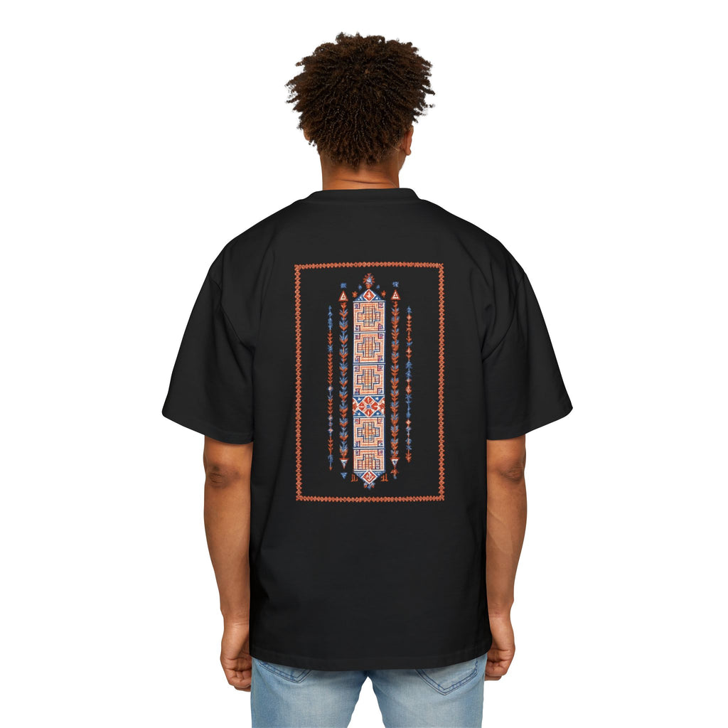 Oversized Tee — Geometric Tribal Print Chest & Back Design
