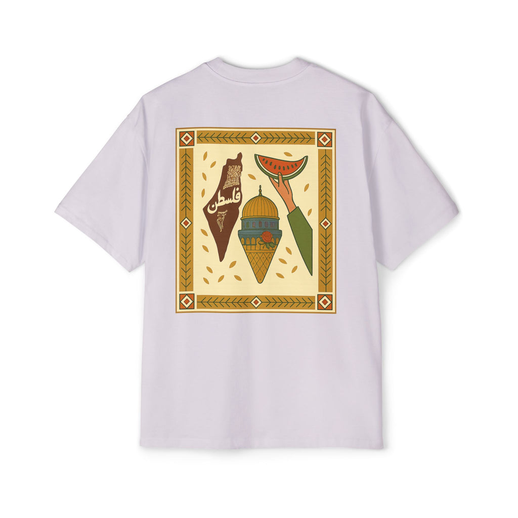 Palestine Heritage Tee — Dome of the Rock & Watermelon Retro Graphic Tee