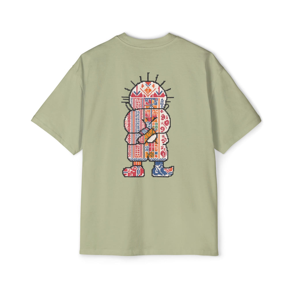 Oversized Tee — Colorful Folk Art Character Print