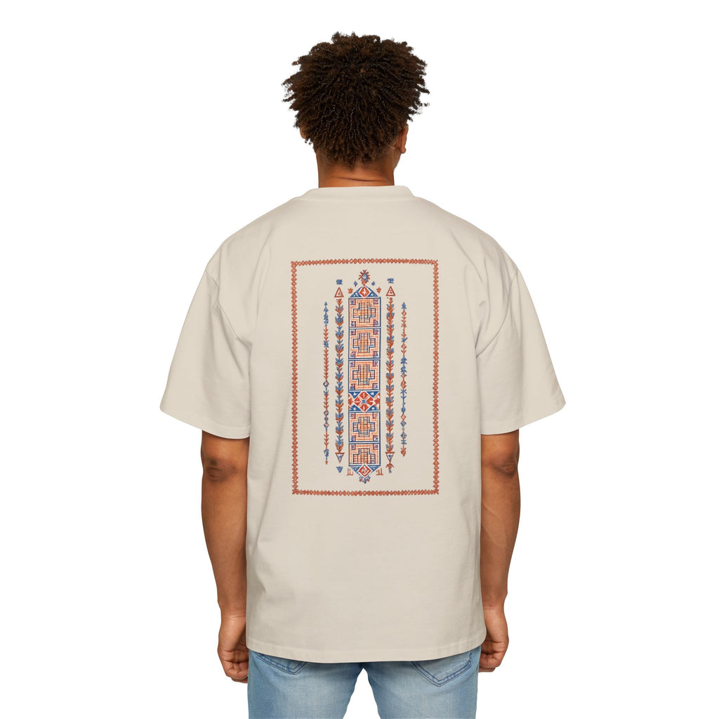 Oversized Tee — Geometric Tribal Print Chest & Back Design